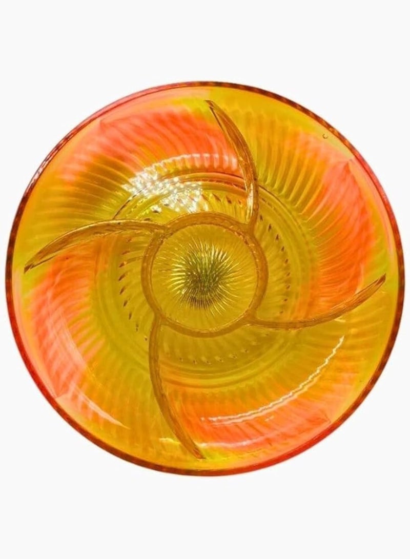 صينية تقديم طعام دائرية بخمسة أقسام، صينية تقديم للفواكه والحلوى والمكسرات والبسكويت والخضراوات ورقائق البطاطس والصلصات - متعددة الألوان